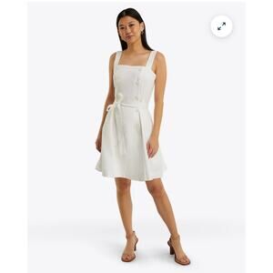 Draper James Kylie Mini Linen Button Front Tie Waist Dress NWT Size 6- Coastal